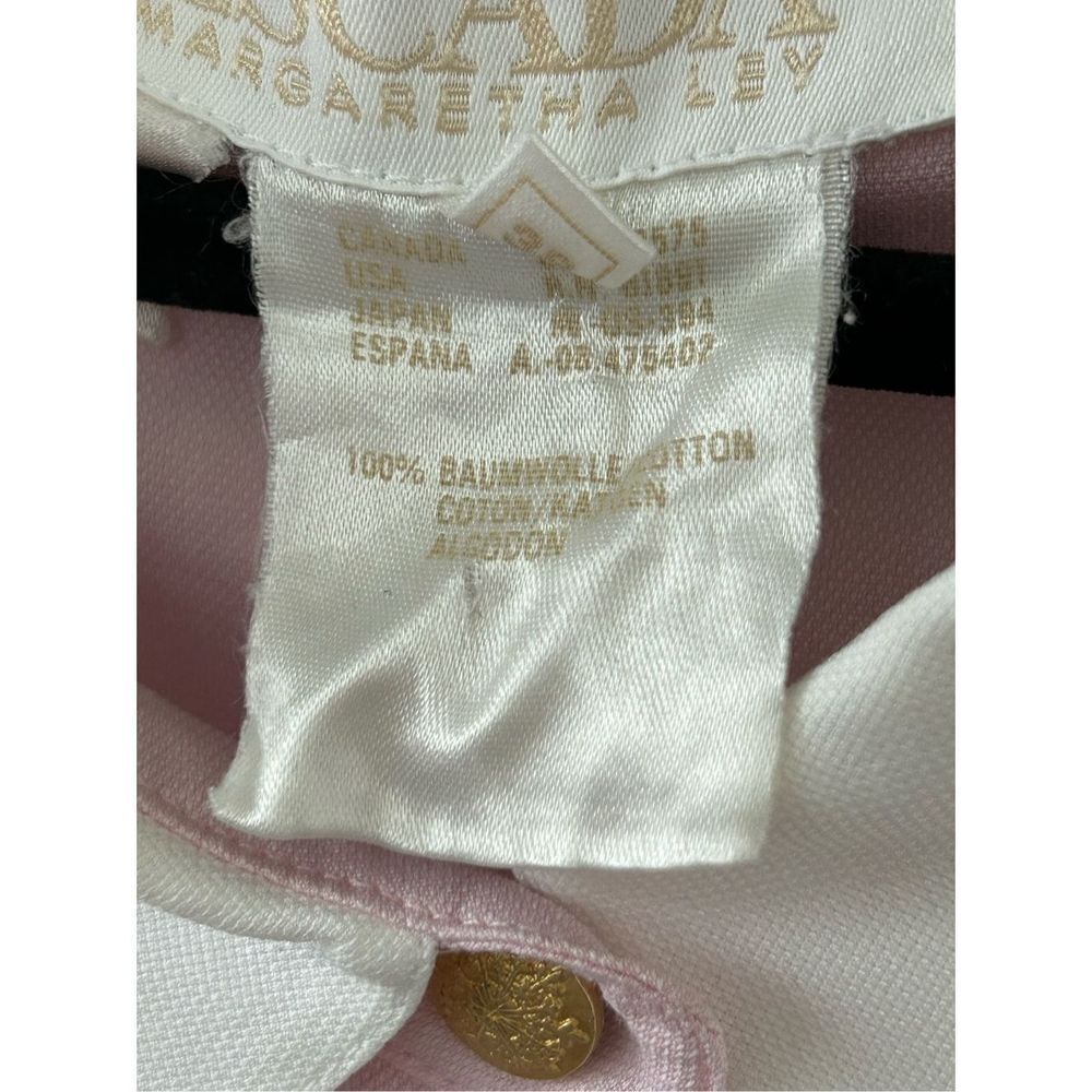 Vintage Escada Embroidered Snowflake Cotton Button-Up Blouse Pink Women’s Size 3 - Picture 7 of 8
